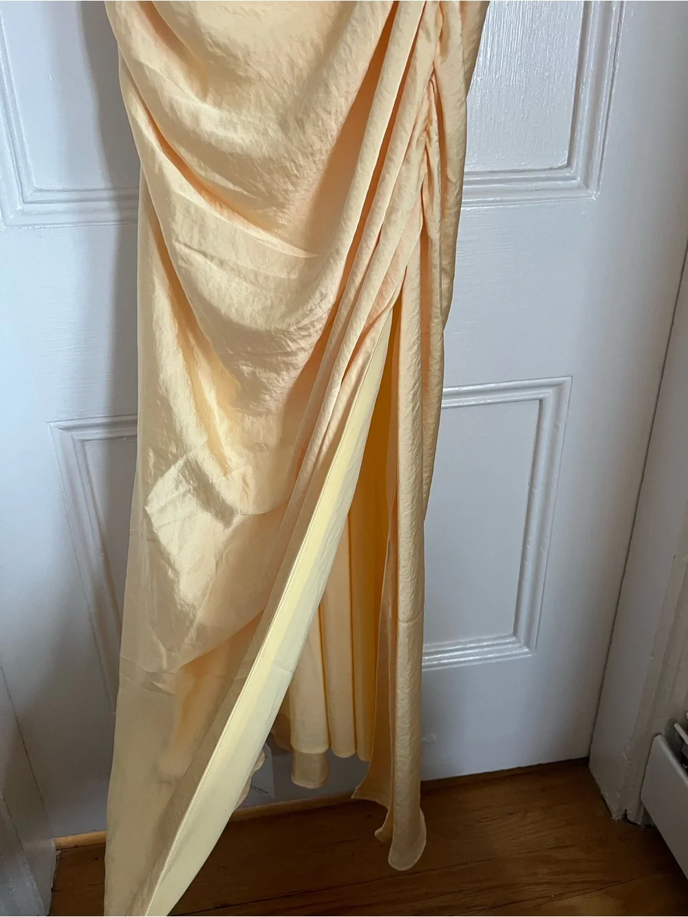 Abercrombie & Fitch Draped Cowl Neck Maxi Dress in Pale Yellow